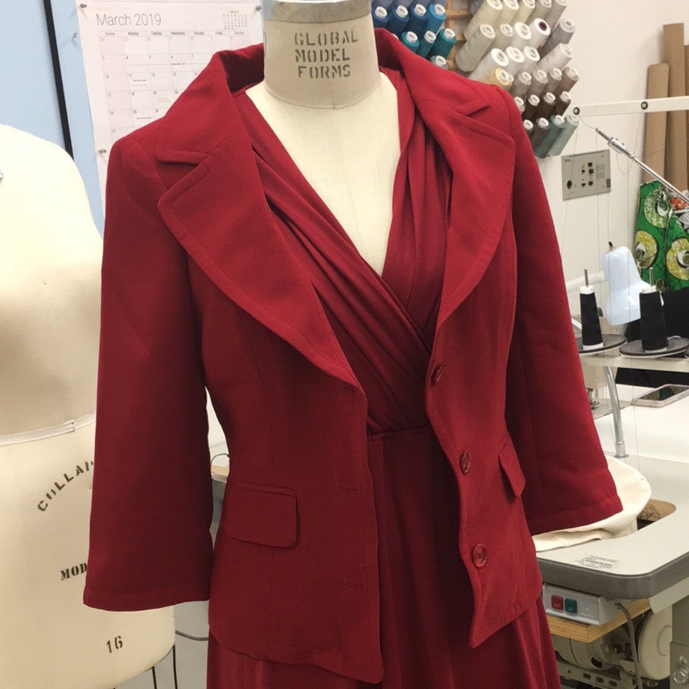 Chadwick’s red blazer